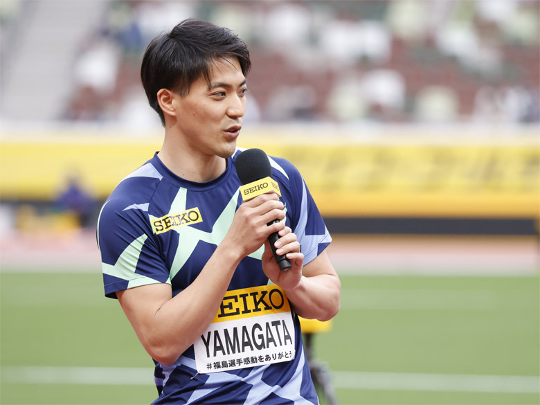【セイコーゴールデングランプリ2022】福島千里選手引退セレモニー:メッセージを贈る山縣亮太選手